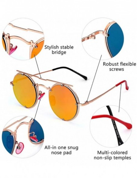 Rimless Round Steampunk Sunglasses-Retro Eyewear Metal Frames-Fashion Goggle Unisex - B - CU190ECWERO $34.68