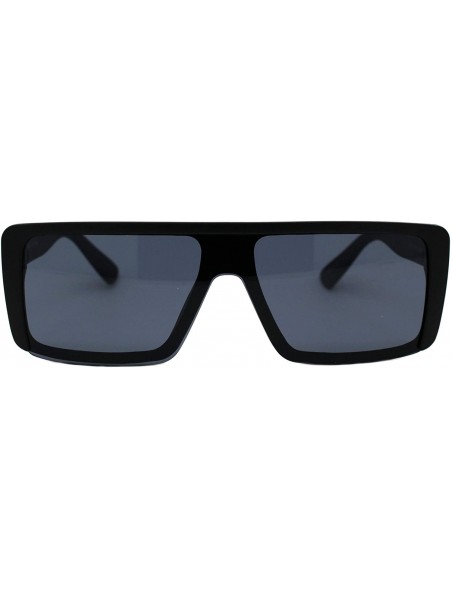 Rectangular Flat Top Rectangular Sunglasses Unisex Fashion Mob Designer Style Shades UV 400 - Matte Black (Black) - CW197QWCC...