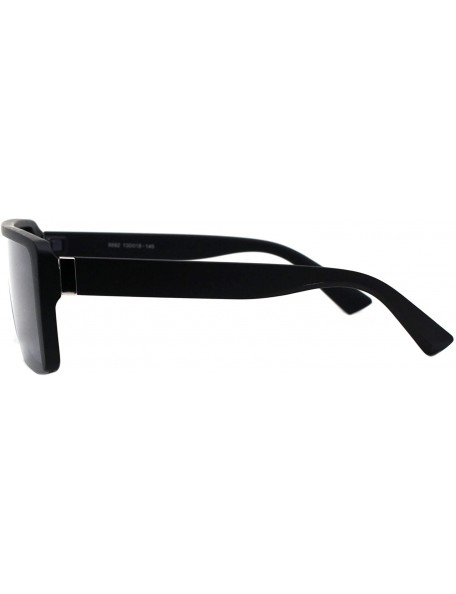 Rectangular Flat Top Rectangular Sunglasses Unisex Fashion Mob Designer Style Shades UV 400 - Matte Black (Black) - CW197QWCC...