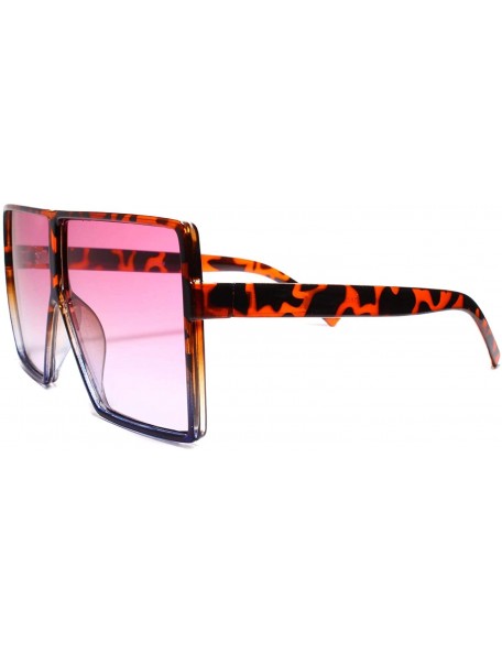 Square High-End Chic Designer Inspired Oversized XL Womens Sunglasses - Tortoise / Pink - CZ18U5KWHYG $15.06