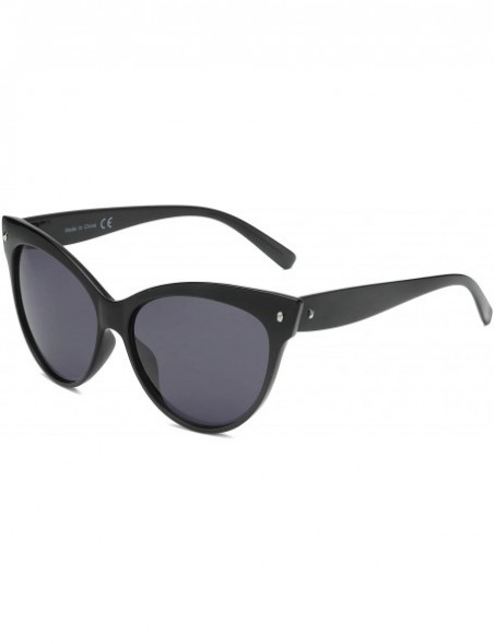 Cat Eye Women Round Cat Eye Sunglasses - Black - CL18THHWQDK $9.96