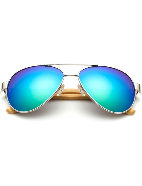 Semi-rimless Bamboo Pilot Sunglasses Men Wooden Metal Women Brand Designer Mirror Sun Glasses Drive Retro De Sol - Kp1510 C6 ...