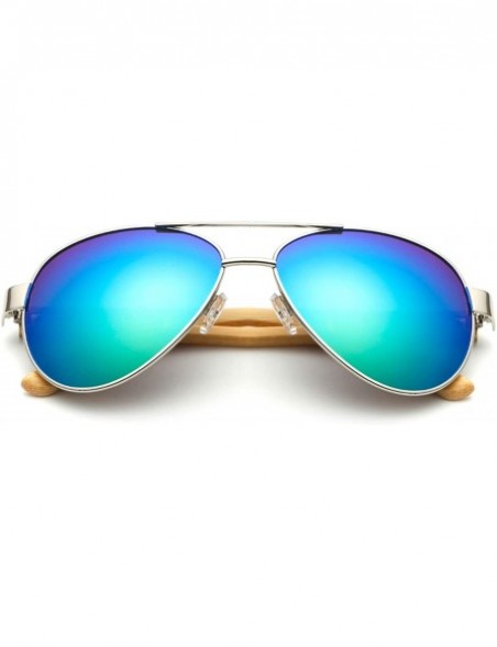 Semi-rimless Bamboo Pilot Sunglasses Men Wooden Metal Women Brand Designer Mirror Sun Glasses Drive Retro De Sol - Kp1510 C6 ...