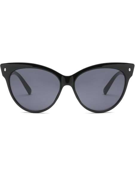 Cat Eye Women Round Cat Eye Sunglasses - Black - CL18THHWQDK $9.96