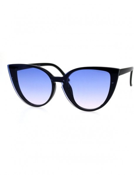 Shield Womens Panel Shield Lens Gothic Cat Eye Mod Sunglasses - Blue Clear - CR18G2CHCS4 $9.15