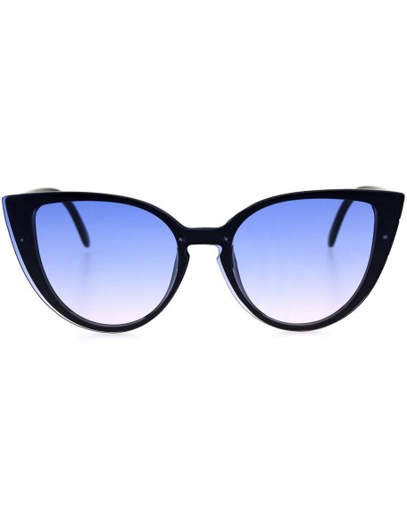 Shield Womens Panel Shield Lens Gothic Cat Eye Mod Sunglasses - Blue Clear - CR18G2CHCS4 $9.15