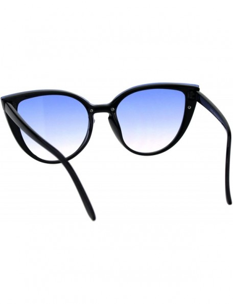 Shield Womens Panel Shield Lens Gothic Cat Eye Mod Sunglasses - Blue Clear - CR18G2CHCS4 $9.15