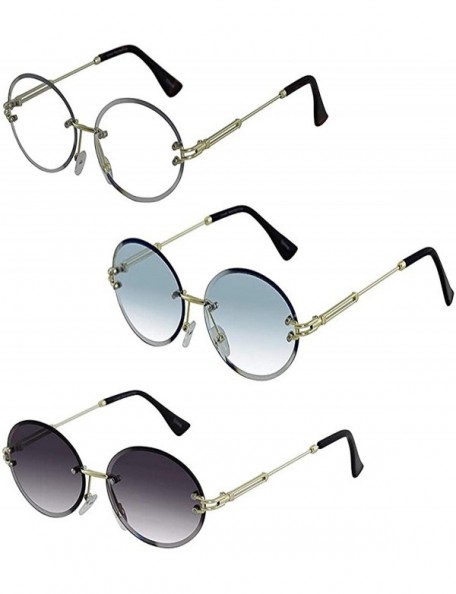 Oval Elegant Rimless Vintage Retro Oval Gold Clear Lens Fashion Diamond Cut Edge Fashion Sunglasses - CM197IIZTKZ $28.63