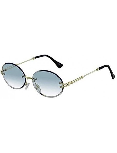 Oval Elegant Rimless Vintage Retro Oval Gold Clear Lens Fashion Diamond Cut Edge Fashion Sunglasses - CM197IIZTKZ $28.63