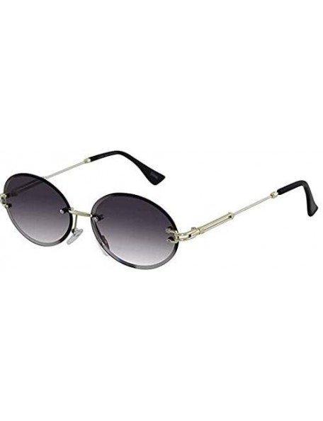 Oval Elegant Rimless Vintage Retro Oval Gold Clear Lens Fashion Diamond Cut Edge Fashion Sunglasses - CM197IIZTKZ $28.63