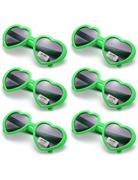 Round 6 Pack Neon Colors Heart Shape Sunglasses Party Favor Supplies - Green - CI18CGQD09D $15.49