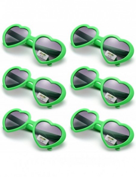 Round 6 Pack Neon Colors Heart Shape Sunglasses Party Favor Supplies - Green - CI18CGQD09D $15.49