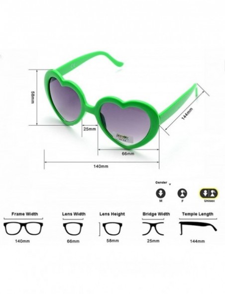 Round 6 Pack Neon Colors Heart Shape Sunglasses Party Favor Supplies - Green - CI18CGQD09D $15.49