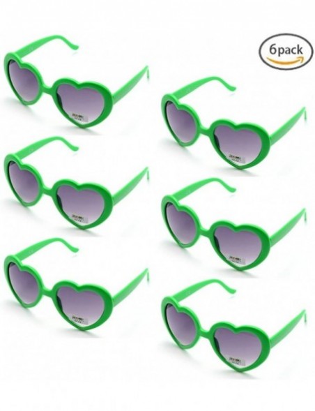 Round 6 Pack Neon Colors Heart Shape Sunglasses Party Favor Supplies - Green - CI18CGQD09D $15.49