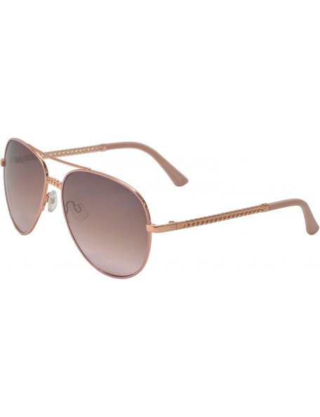 Aviator Fashion Chain Link Design Aviator Sunglasses for Women UV Protection - Pink + Brown Pink - C1196WM6STA $16.70