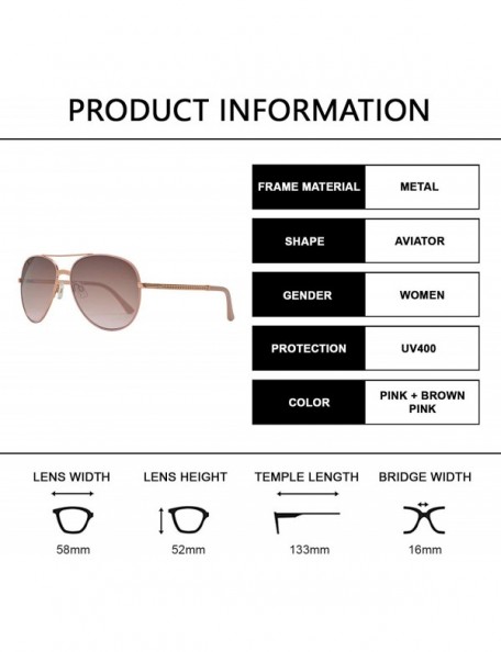 Aviator Fashion Chain Link Design Aviator Sunglasses for Women UV Protection - Pink + Brown Pink - C1196WM6STA $16.70