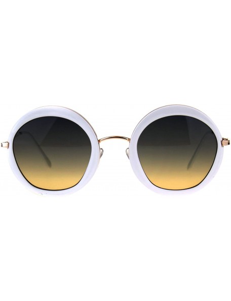 Round Womens Double Rim Designer Fashion Round Circle Lens Sunglasses - White Blue Orange - CI18CRDTM0M $12.06
