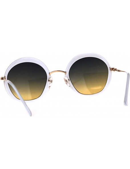 Round Womens Double Rim Designer Fashion Round Circle Lens Sunglasses - White Blue Orange - CI18CRDTM0M $12.06