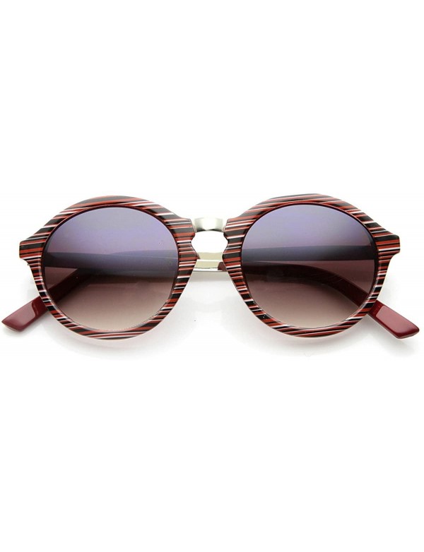 Round Round Funky Fashion Retro Sunglass w/Metal Arms - Red Stripes Lavender - C411W0E3UR1 $9.36