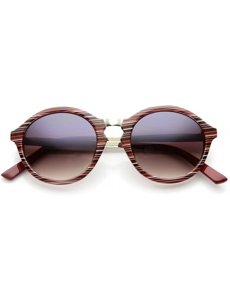 Round Round Funky Fashion Retro Sunglass w/Metal Arms - Red Stripes Lavender - C411W0E3UR1 $9.36