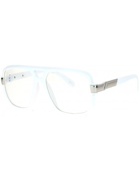 Rectangular Retro Hip Hop Rapper Oversize Rectangular Mob Eye Glasses - White - CP12DST65Y1 $9.48