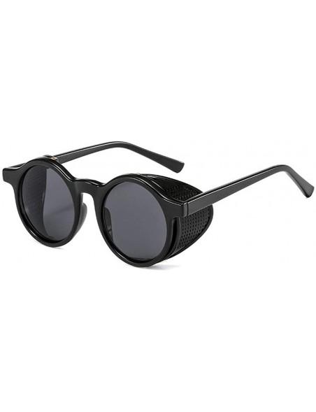 Round 2020 New Transparent Color Punk Flip Sunglasses Men Women Fashion UV400 Round Glasses - Black - C41935CXEEG $12.68