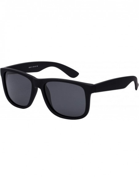 Square Unisex Polarized Square Sunglasses - Black Rubber Square Frame With Grey Lens - CM196HLHSQE $10.58