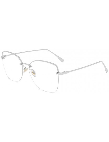 Square 2019 new rivet fashion half frame trend unisex brand designer sunglasses UV400 - Silver - CG18AWNOUL7 $9.56
