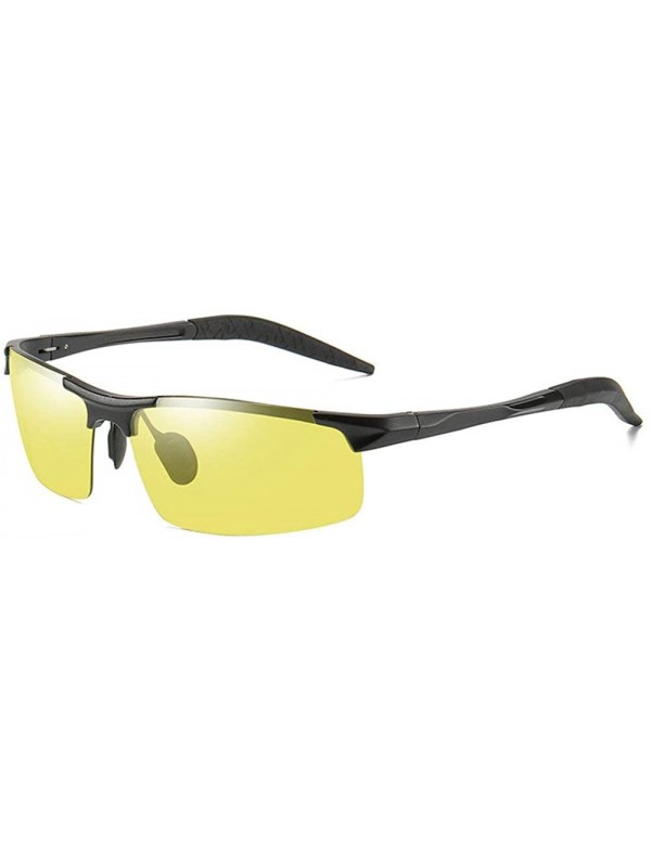 Goggle Night Vision Sunglasses Polarized Photochromic Lens Men Driving Mirror Half Frame Goggle - Black - C818U32W98E $15.95