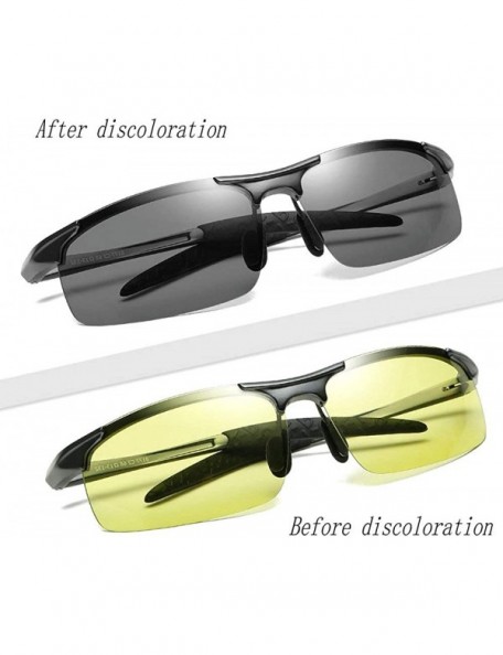Goggle Night Vision Sunglasses Polarized Photochromic Lens Men Driving Mirror Half Frame Goggle - Black - C818U32W98E $15.95
