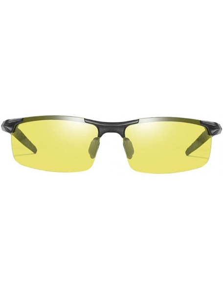 Goggle Night Vision Sunglasses Polarized Photochromic Lens Men Driving Mirror Half Frame Goggle - Black - C818U32W98E $15.95