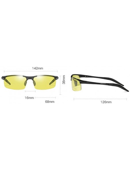 Goggle Night Vision Sunglasses Polarized Photochromic Lens Men Driving Mirror Half Frame Goggle - Black - C818U32W98E $15.95