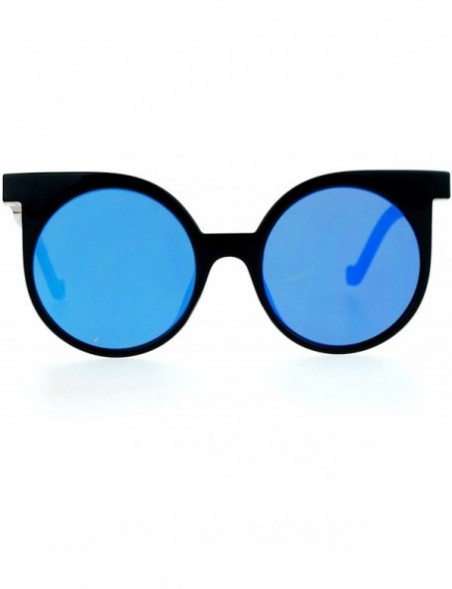 Cat Eye Womens Trendy Runway Mirrored Lens 80's Thick Plastic Cat Eye Sunglasses - Black Blue - CD120IUQX7H $16.03