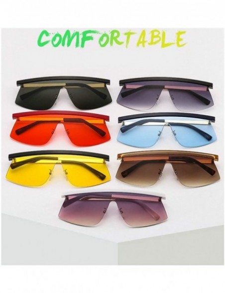 Goggle Mens Goggle Rimless Oversized Sunglasses Women Fashion Shades UV400 Vintage One-piece Flat Top Sun Glasses - CS192YUK3...