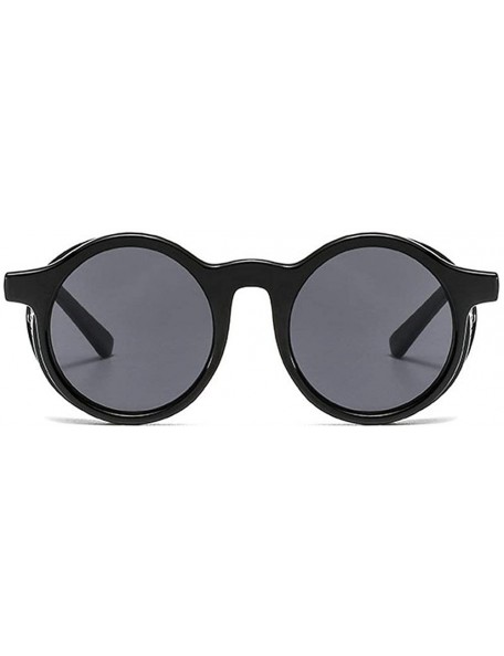 Round 2020 New Transparent Color Punk Flip Sunglasses Men Women Fashion UV400 Round Glasses - Black - C41935CXEEG $12.68