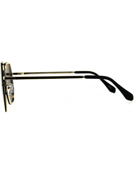 Rectangular Mens Rimless Oversize Designer Fashion Metal Rim Sunglasses - Gold Black - CT18CMOTL5N $12.12