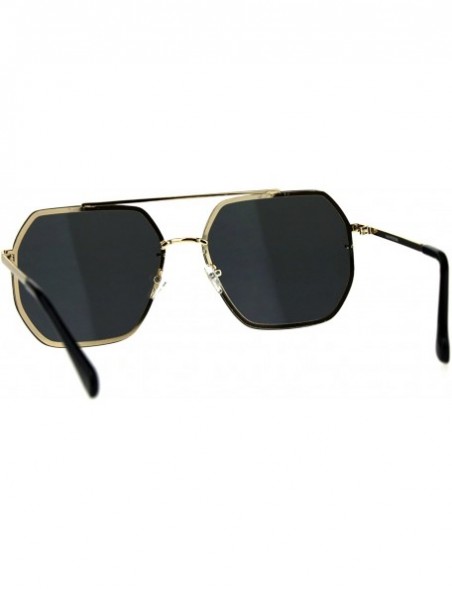 Rectangular Mens Rimless Oversize Designer Fashion Metal Rim Sunglasses - Gold Black - CT18CMOTL5N $12.12