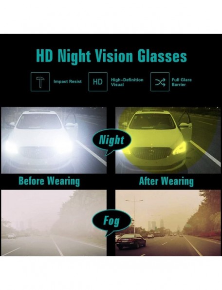 Rectangular HD Night Driving Glasses for Men Women Anti-glare Safety Glasses- Perfect for Any Weather - Bright Black - CG18CI...