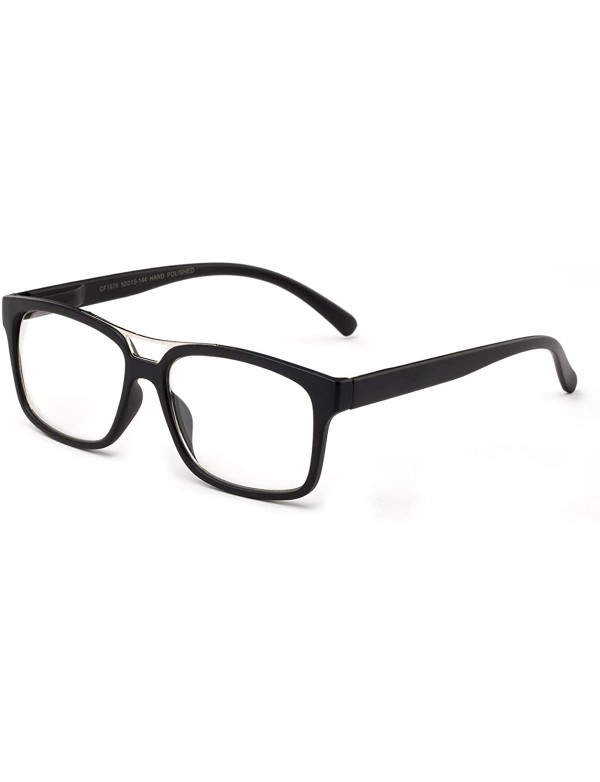 Square "Pozo" Slim Squared Modern Design Fashion Clear Lens Glasses - Matte Black - CY12HLJ46TF $10.67