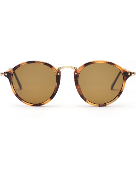 Round Retro Round Sunglasses Metal Frame Glass Circle Lens Men Women 2447 Vintage Style - Tortoise/Brown - CM18QTNAA95 $18.54