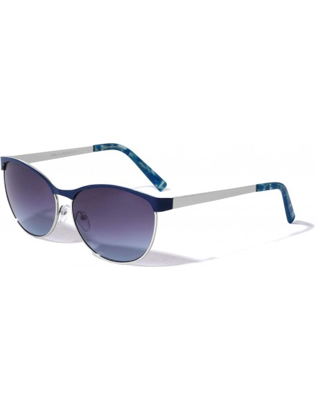 Cat Eye Retro Colored Top Frame Thin Metal Rim Cat Eye Sunglasses - Blue - CB190CAOE05 $13.88