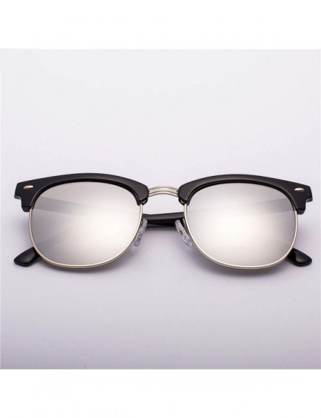 Square Half Metal Fashion New Sunglasses Men/Women Brand Designer Retro Rivet Lens Sun Glasses Female - C7 - C018S0YMEOI $9.88