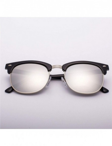 Square Half Metal Fashion New Sunglasses Men/Women Brand Designer Retro Rivet Lens Sun Glasses Female - C7 - C018S0YMEOI $9.88