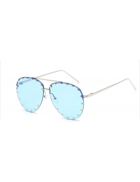 Goggle Red Lens Pilot Sunglasses Women Men Ladies Metal Frame Goggle Rivet Transparent Brand Designer Sun Glasses - CN197Y74Q...