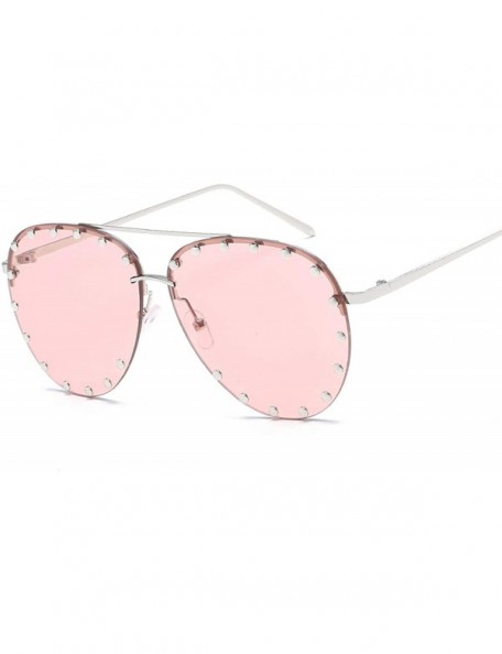 Goggle Red Lens Pilot Sunglasses Women Men Ladies Metal Frame Goggle Rivet Transparent Brand Designer Sun Glasses - CN197Y74Q...