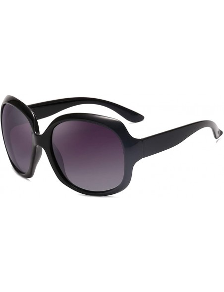 Oversized Oversized Polarized for Women Sunglasses Classic Fashion Brand Designer Shades for Ladies Sunglasses - Black - CT19...