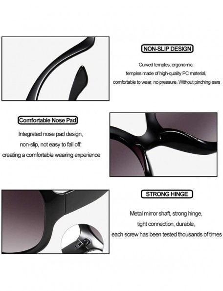 Oversized Oversized Polarized for Women Sunglasses Classic Fashion Brand Designer Shades for Ladies Sunglasses - Black - CT19...