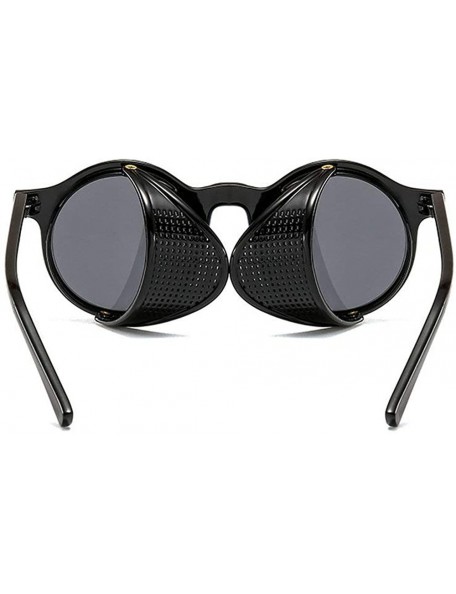 Round 2020 New Transparent Color Punk Flip Sunglasses Men Women Fashion UV400 Round Glasses - Black - C41935CXEEG $12.68