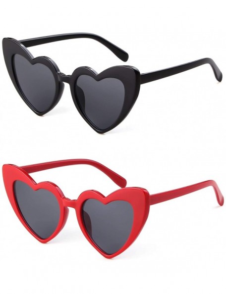 Goggle Clout Goggle Heart Sunglasses Vintage Cat Eye Mod Style Retro Kurt Cobain Glasses - ( 2 Pack) Black+red - CE18I9ZE8LZ ...