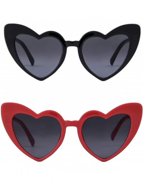 Goggle Clout Goggle Heart Sunglasses Vintage Cat Eye Mod Style Retro Kurt Cobain Glasses - ( 2 Pack) Black+red - CE18I9ZE8LZ ...